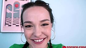 Juan loco admires stepsis rissa mays huge natural tits while she jerks monster cock