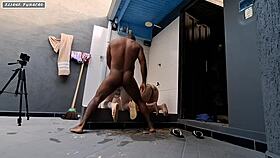 Two young sluts give ass to big cock without complaining.