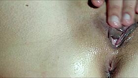 He massages my pussy with oil until I cum