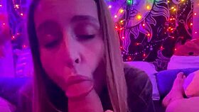 Fat blonde petite sucks big cock romantically