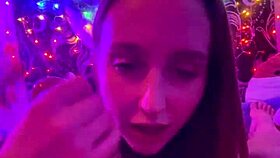 Fat blonde petite sucks big cock romantically