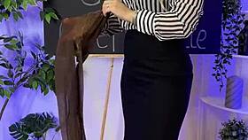 nylon club features mature teacher in pantyhose domination