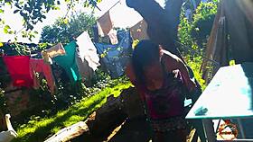 klaudiaambergirl's solo outdoor masturbation in stockings