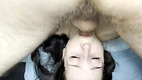 She eagerly takes the cock balls deep in her mouth during deepthroat blowjob.