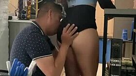 Latina woman meets the contractor for repairs