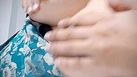 Latina babe with hangover plays with her breasts after party