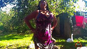 klaudiaambergirl's solo outdoor masturbation in stockings