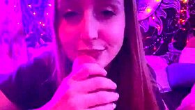 Fat blonde petite sucks big cock romantically