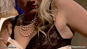 A prostitute bound in bondage gets choked and anally fucked