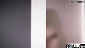 Mature man engages intimate activity with secretary while stepson observes