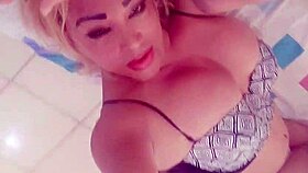 horny transsexual Carolina invites Lokita and cock to her bed for blowjob and fucking