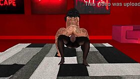 Ebony with Big Ass Gets Deepthroat Blowjob Intensely.