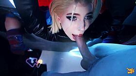 Cammy White gets creampied at glory hole.