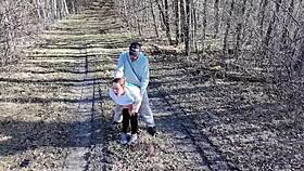 Curvy babe fucked in public shower and at public camp