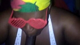 BBW gives sloppy blowjob for big facial