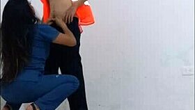 Janitor Seduced by Nurse, Fucks Her Hard Standing in Office Hallways