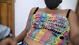 Old Stepmother Fantasizes As Student, Masturbates Big Pussy With Dildo At Home