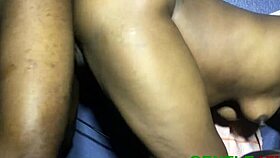 Ebony bbw spreads pussy for monster cock