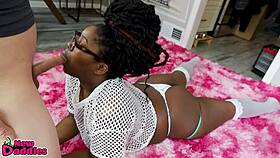 Ebony Slut Worships White Cock Emotionally.