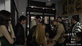 i feel the pain as clamped slut gets anal banged in public