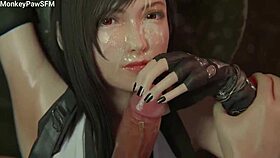 Tifa Lockhart deepthroats and creampies in Final Fantasy compilation
