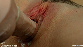 arielle lane teases with machine and toys on her hairy pussy.