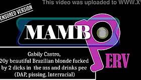 gabily castro, 20y brazilian blonde, getting fucked in ass and pussy by 2 black dicks bareback