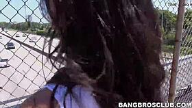 Latina babe asks, 'Hammer me with that big dick outdoors?'