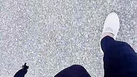 Hey, Crossdresser Tingting Gets Naughty Outdoors in Female Clothes, Peeing in Public!