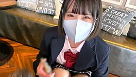 Busty JK in Uniform Sex at Love Hotel After Cat Cafe Date