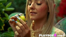 Petite Blonde Eva Elfie Feels Excited Showing Body in Ripped Costume Outdoors