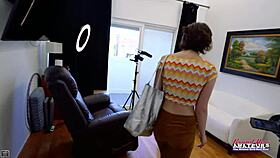 petite brunette wendy rubs pussy then gets banged after bj