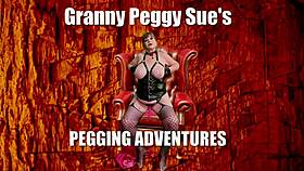Granny Peggy Sue sits on pink cock and fucks until cum