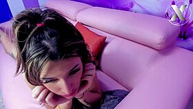 Jazmin Performs Rough Deepthroat Blowjob With Sloppy Latina Tits