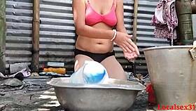 Indian couple horny anal fuck in bathroom