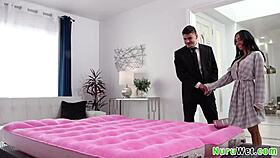 Victor Ray and Danae Mari get ready for a sexy nuru massage with the client