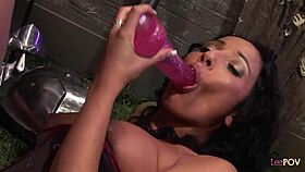 Aroused Maidens Licking Nipples Before Threesome Fuck