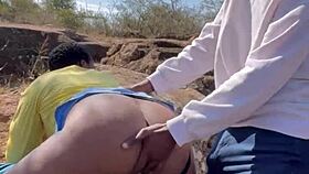 Outdoor homemade bbc pounds juicy ebony ass and pussy