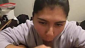 My girlfriend gives a quick blowjob and can't let go of my cock!