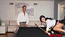 bombastic secretary plays billiard with bosses, gets deepthroat and double penetration