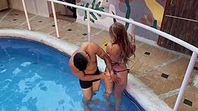 Hey, meeting this stranger at the hotel pool while her boyfriend rests upstairs.