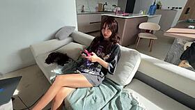 mini girl gets fucked hard in her own house, moaning loudly