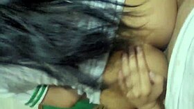 Latina schoolgirl fucks her classmate without condom in front of the mirror after PE.