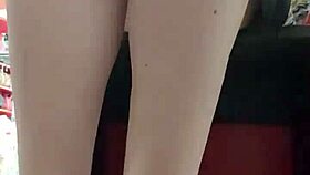 Stepsister Tries Shoes in Store, Showing Dirty Feet and Panties