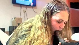 Tall BBW Gives Sloppy Blowjob to BBC