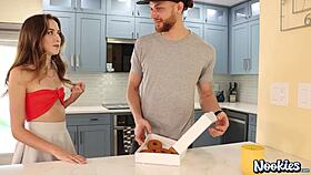 Watch Daisy Fox get jizz on her donut, that skinny 19 year old with a big cock.