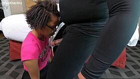 nerdy ebony teen virgin gets no mercy deepthroat and fisting from stranger 😈