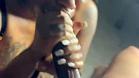 sucking dick to get hair done, pretty amateurs lick big black cock for facial