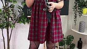 Amateur Blonde In Stockings And Glasses Explores Sexual Wellness With Handcuffs And Roleplay