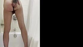 Intense bath session escalates with groping touches turning into a steamy handjob climax.